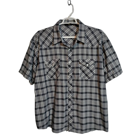 BJ-R Authentic Western shirt snap button front short sleeve long men size 2XL - Picture 1 of 5